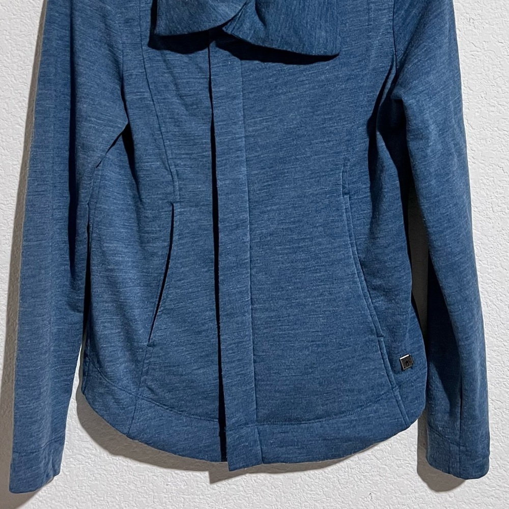SmartWool Blue Merino Wool Front Zip Convertible Magnetic Collar Jacket Small - Picture 7 of 15